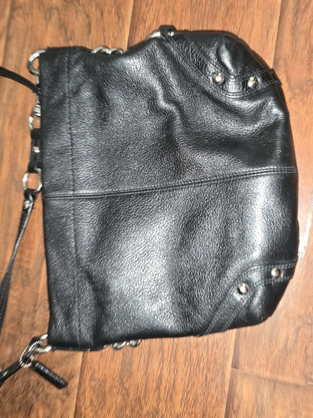 Coach Black Leather Shoulder Bag with Chain Strap - Picture 5 of 7